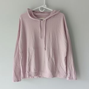 Chaser Waffle Knit Thermal Hoodie Long-Sleeves Light Pastel Lilac Purple Medium